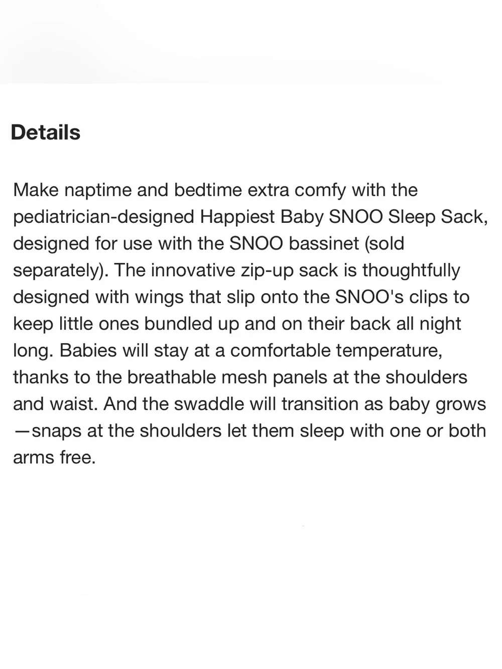 Happiest Baby SNOO Organic Sleep Sack Cream M (2-4 Mon)
